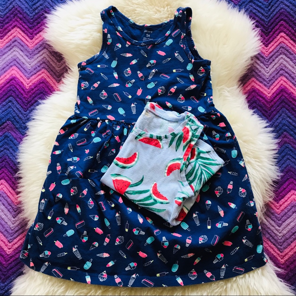 (2) Carter’s Old Navy Watermelon Tank Spring Dress